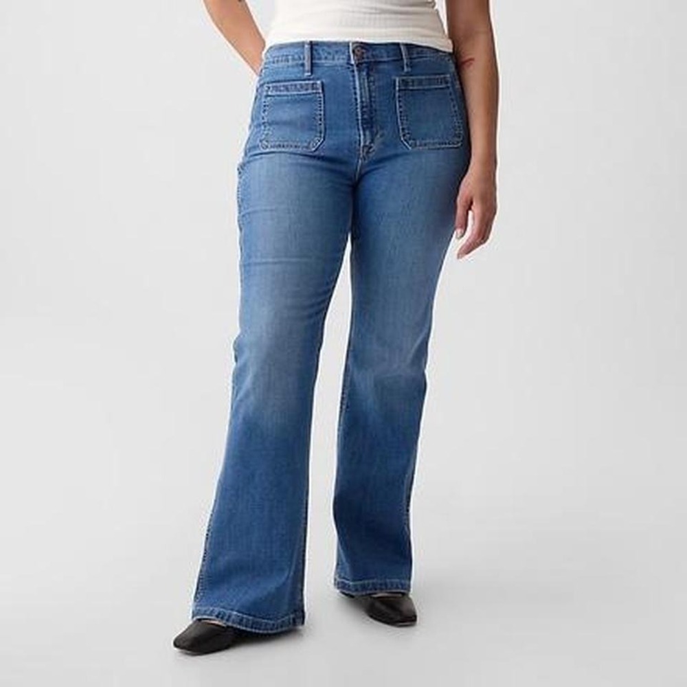 Gap 70s High Rise Flare jeans Women's Plus Size 18 Denim Retro Stretch Boho‎